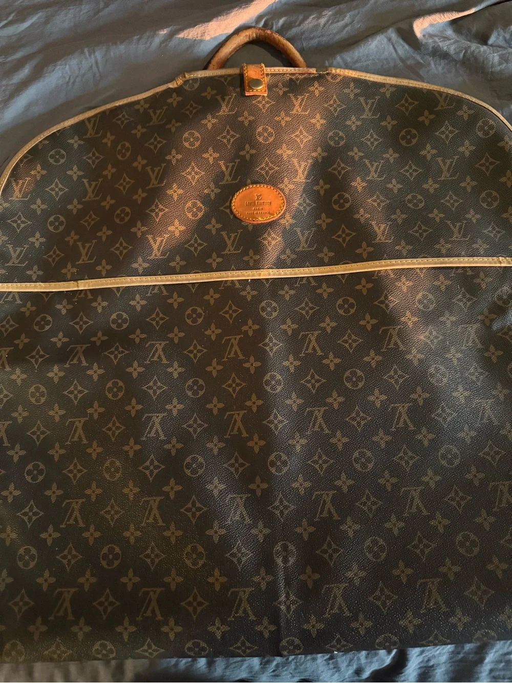 Louis Vuitton Brown Monogram Garment Cover with Natural Leather Trim